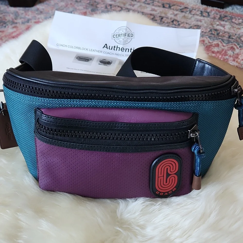 Gorgeous Coach Colorblock Terrain Belt Bag 🖤💜💚
